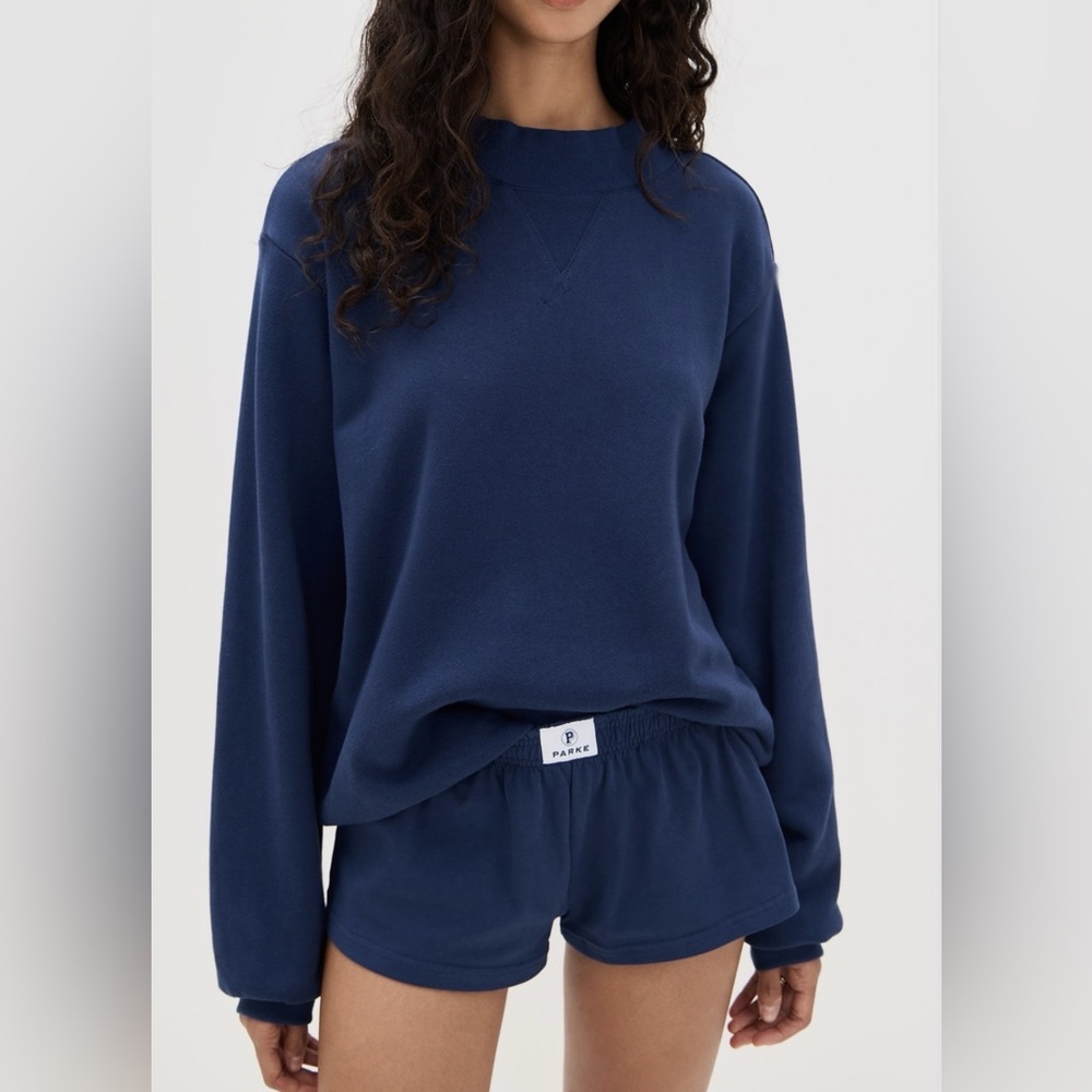PARKE Heritage Classic Mock Neck Sweatshirt navy blue NWT size L/XL - Picture 2 of 8